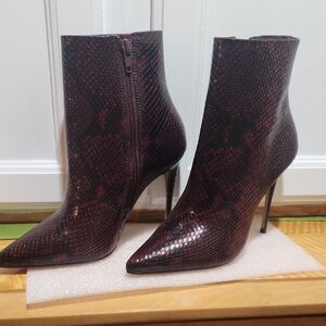 Aldo Burgundy Textured Heeled Boots